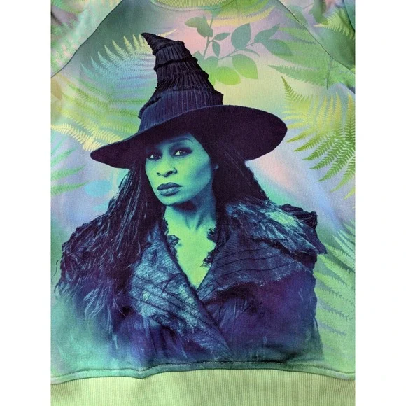 Bums and Roses x Wicked Elphaba Witch Sweatshirt Top Bamboo Viscose Girls 7/8 - Picture 3 of 8